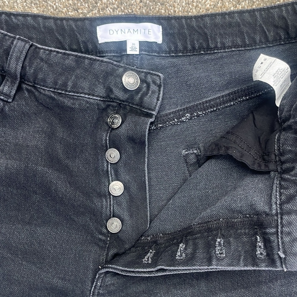 Dynamite high rise rolled hem black jean mom shorts 31 - Picture 2 of 8